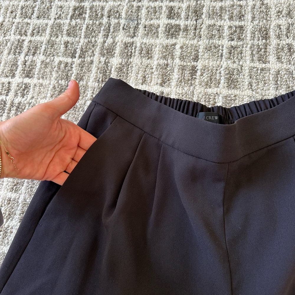 Jcrew pleated sinch waist band black trousers